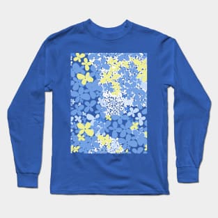 Wildflowers Seamless pattern. Flowering of small white flowers, blue, yellow. Long Sleeve T-Shirt